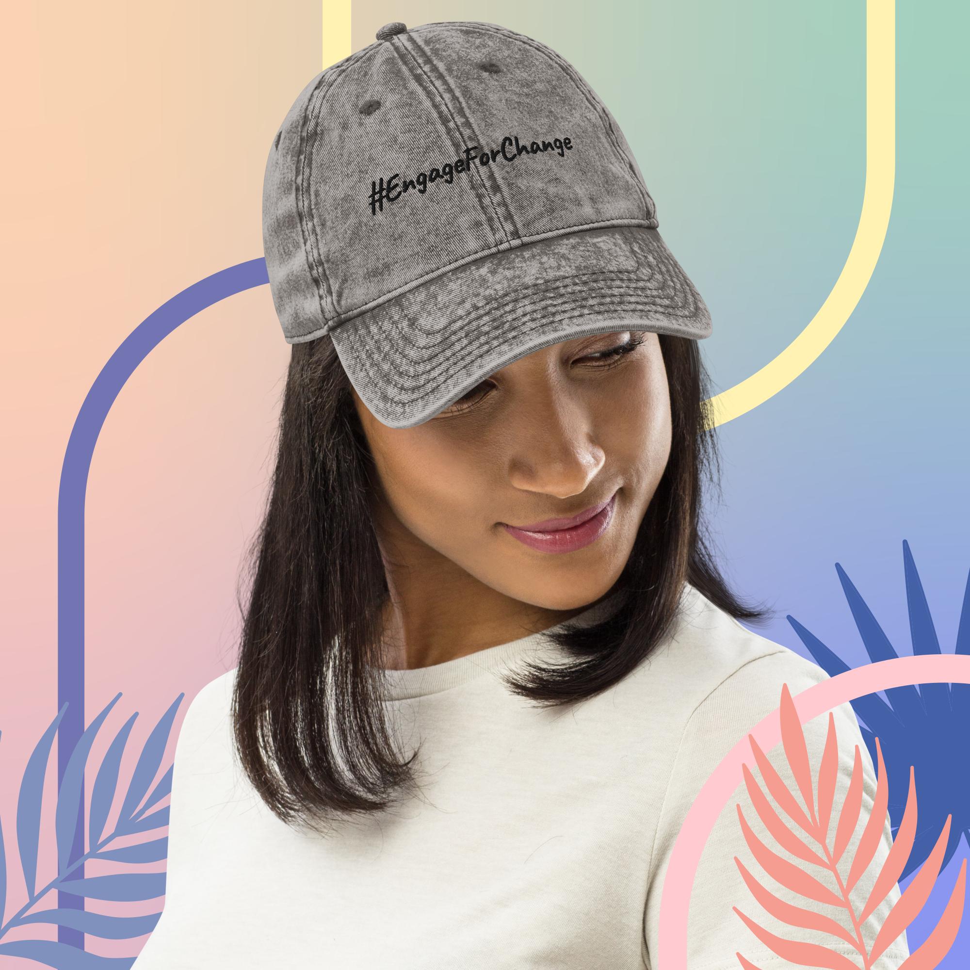 #EngageForChange (black font) Vintage Cotton Twill Cap - Image 2