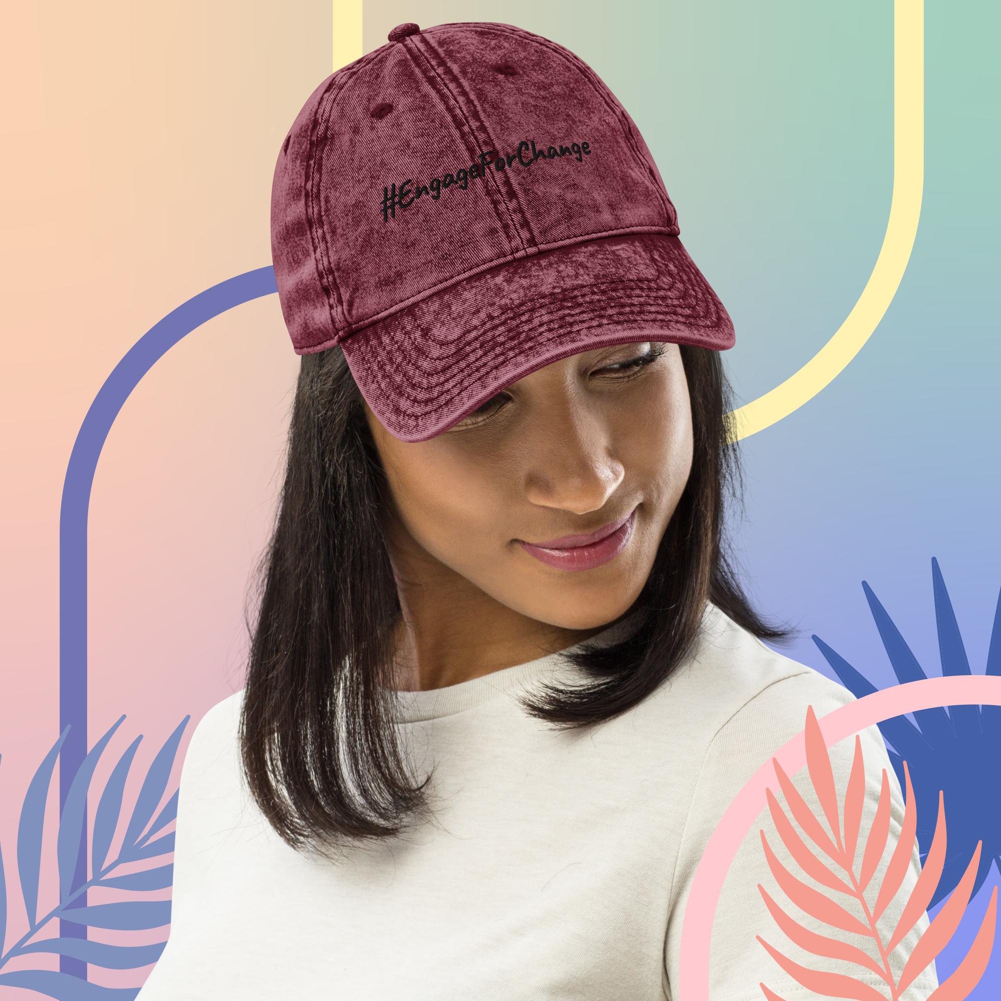 #EngageForChange (black font) Vintage Cotton Twill Cap - Image 5
