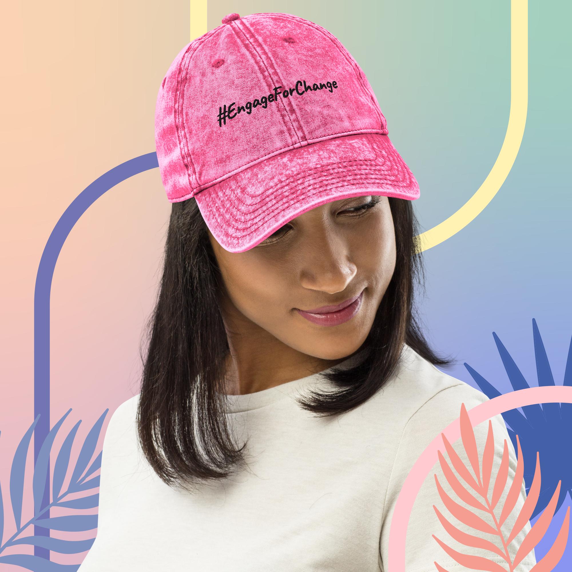 #EngageForChange (black font) Vintage Cotton Twill Cap - Image 3